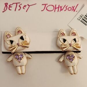 Betsey Johnson Cute Kitty Cat Earrings